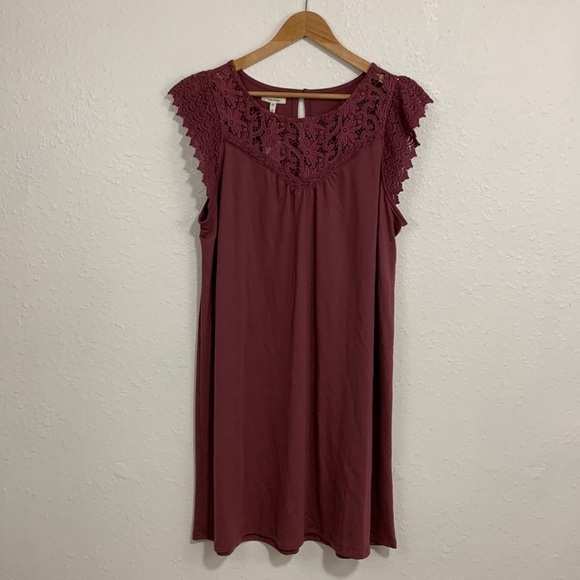 Maurices NWT Light Plum Crochet Sleeve Shift Dress Size 0 14W - Picture 2 of 7